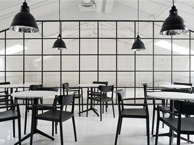 Black and white contrast Gazeta.ru Moscow office furniture d